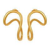 Golden stainless steel irregular-shaped encircling exaggerated earrings