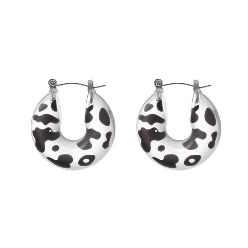 Stainless steel resin leopard print polka dot earrings