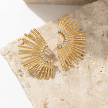 Load image into Gallery viewer, Stainless steel fan-shaped wing hollowed-out line earrings