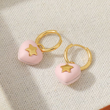 Load image into Gallery viewer, Pink heart-shaped star earrings