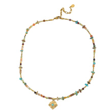 Load image into Gallery viewer, Natural turquoise colored crushed stone beaded necklace