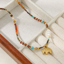 Load image into Gallery viewer, Red agate, natural freshwater pearl, hand-beaded necklace