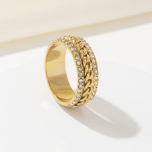Load image into Gallery viewer, Stainless steel 18K gold double-layer zircon welded chain ring