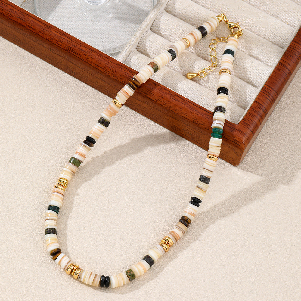 Natural stone colored beaded necklace