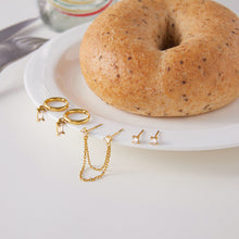 Load image into Gallery viewer, A 5-piece set of gold stainless steel zircon earrings