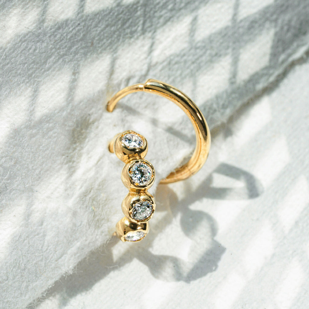 18K gold copper micro-inlaid zircon small ear buckles