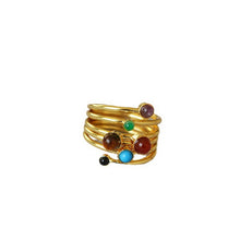 Load image into Gallery viewer, A multi-layer wound line inlaid natural stone brass gold-plated ring