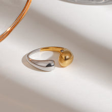 Load image into Gallery viewer, Stainless steel, golden steel color, two-tone open ring