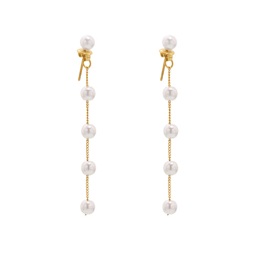 Long tassel earrings made of stainless steel beaded beads