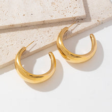 Load image into Gallery viewer, 18K gold stainless steel smooth C-shaped earrings