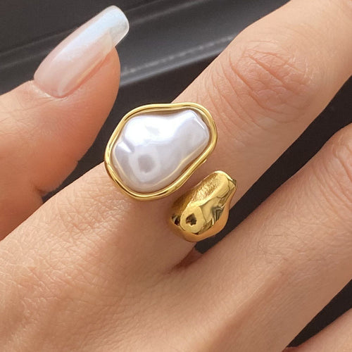 Stainless steel special-shaped pearl ring