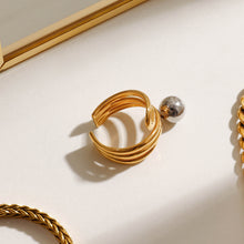 Load image into Gallery viewer, A stainless steel, gold and silver dual-color, multi-layer steel ball open ring