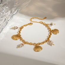 Load image into Gallery viewer, 18K gold stainless steel conch shell pendant bracelet