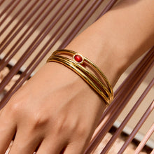 Load image into Gallery viewer, Stainless steel red natural stone open bracelet