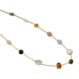 Irregular crystal stone pearl beaded necklace