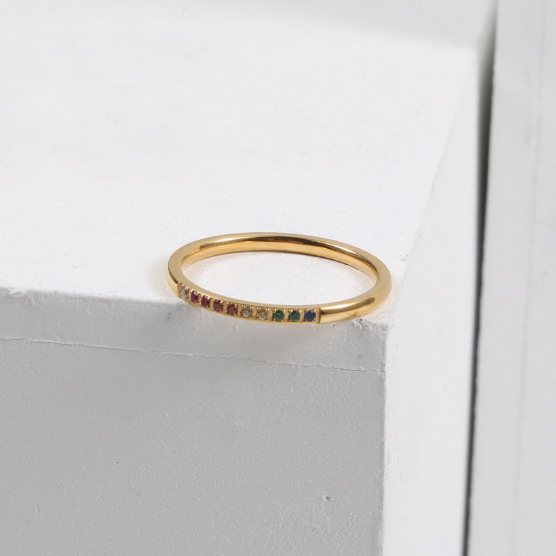 18K gold stainless steel ring with zirconium fine ring