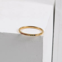 Load image into Gallery viewer, 18K gold stainless steel ring with zirconium fine ring