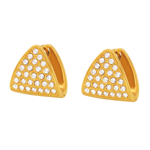 Golden stainless steel triangular zirconium-encrusted ear buckle