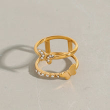 Load image into Gallery viewer, Stainless steel butterfly ring set with zirconium