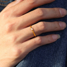 Load image into Gallery viewer, A rectangular stainless steel ring plated with 18K gold and set with a fine zircon ring
