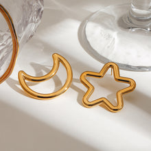 Load image into Gallery viewer, Stainless steel star and moon perforated earrings