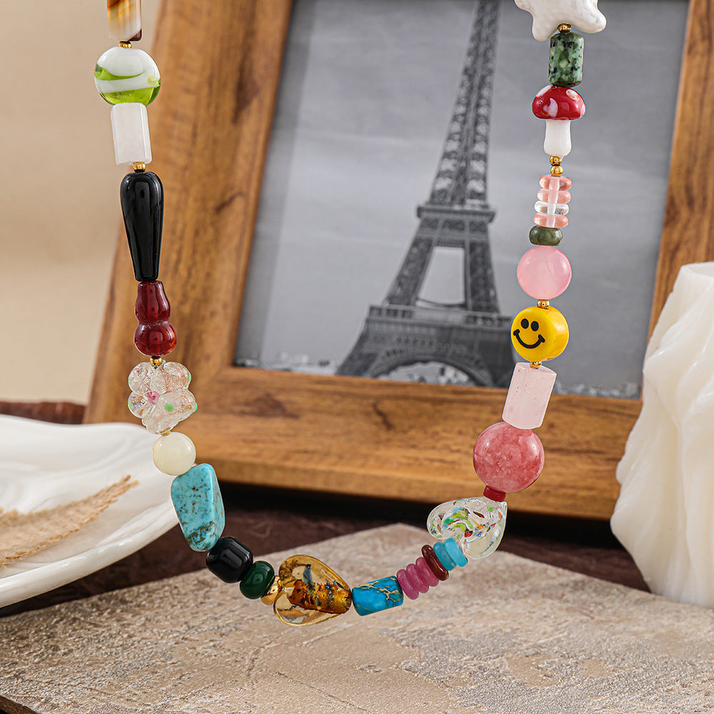 Rainbow glass handcrafted beaded necklace