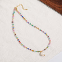 Load image into Gallery viewer, Colored natural zircon pearl pendant handcrafted beaded necklace