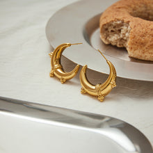 Load image into Gallery viewer, Golden stainless steel moon earrings