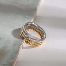Load image into Gallery viewer, Stainless steel golden steel color two-tone ring