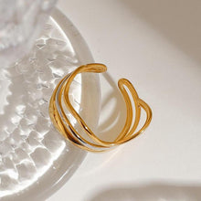 Load image into Gallery viewer, 18K gold stainless steel multi-layer water ripple gold and silver color-matching ring