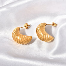 Load image into Gallery viewer, Stainless steel C-shaped threaded line earrings