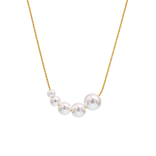 A golden stainless steel beaded necklace