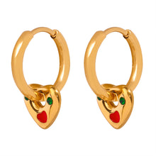 Load image into Gallery viewer, Stainless steel oil-dropped zirconium heart-shaped pendant earrings