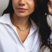 Load image into Gallery viewer, Golden stainless steel chain diamond necklace