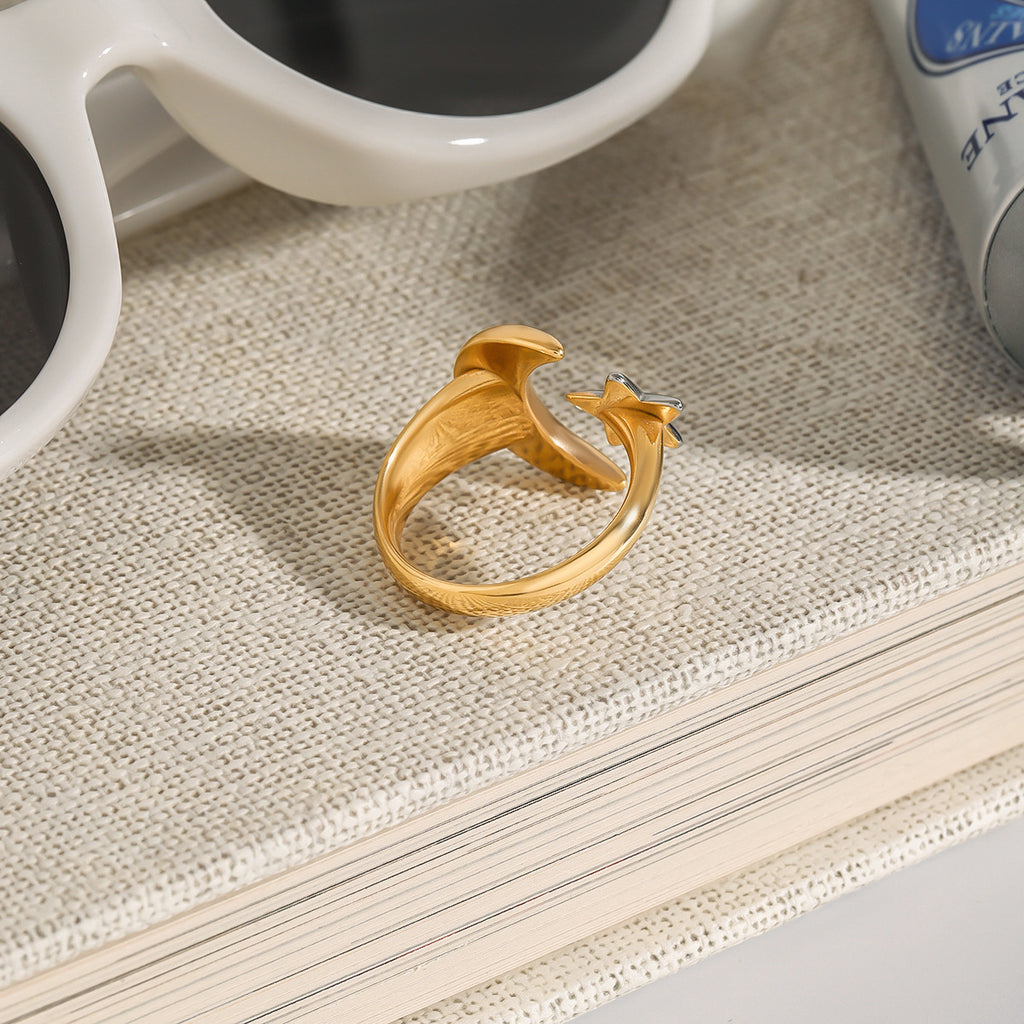 Star and Moon stainless steel ring