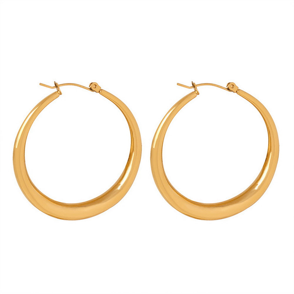 Stainless steel smooth plain ring large ring earrings