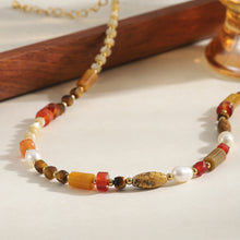 Load image into Gallery viewer, Tiger&#39;s eye red agate natural stone handcrafted beaded necklace