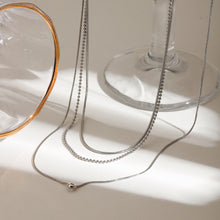 Load image into Gallery viewer, Three-layer titanium steel white rhinestone pendant necklace