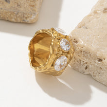 Load image into Gallery viewer, 18K gold stainless steel ring set with zircon