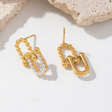 Load image into Gallery viewer, Golden stainless steel paperclip earrings