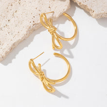 Load image into Gallery viewer, Stainless steel gold-plated C-shaped bow earrings