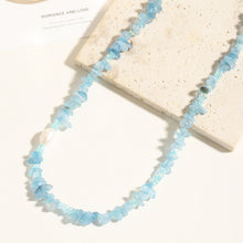 Load image into Gallery viewer, Irregular aquamarine natural stone pearl handcrafted beaded necklace