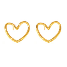 Load image into Gallery viewer, 18K gold stainless steel heart-shaped hollow earrings