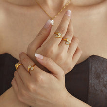 Load image into Gallery viewer, Stainless steel gold-plated irregular zirconium-encrusted open ring
