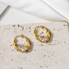 Load image into Gallery viewer, Irregularly shaped round ear loops inlaid with zirconium
