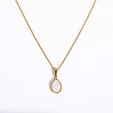 Stainless steel imitation opal opal water drop pendant necklace