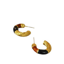 Load image into Gallery viewer, Maillard handcrafted enamel color brass gold-plated 925 silver needle earrings