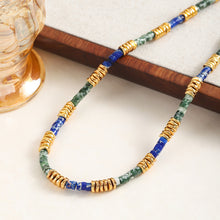 Load image into Gallery viewer, A hand-beaded necklace made of colored natural stone