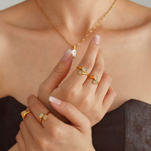 Load image into Gallery viewer, Stainless steel gold-plated irregular zirconium-encrusted open ring