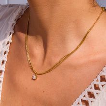 Load image into Gallery viewer, Stainless steel square zircon pendant four-layer chain necklace